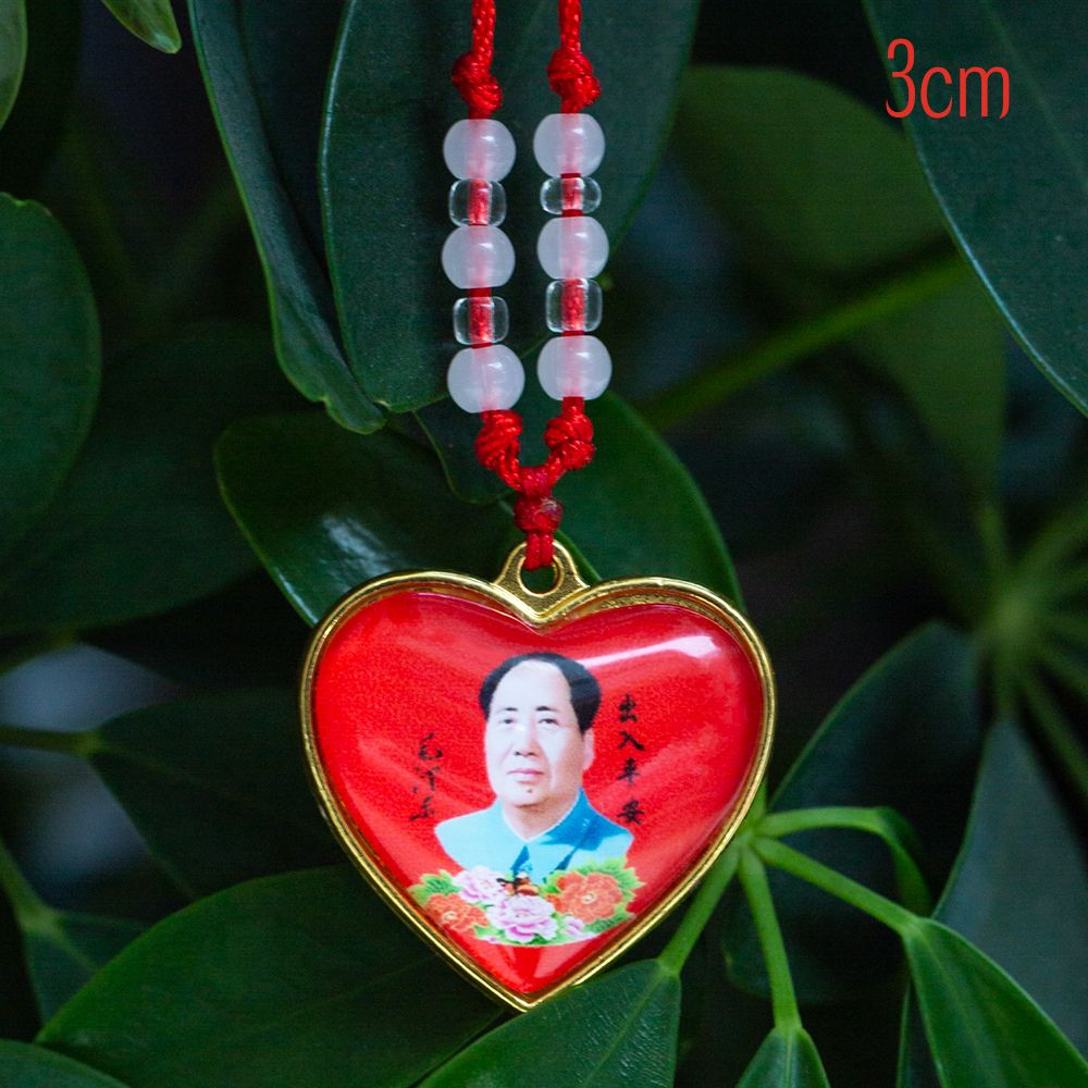 Mao Zedong Heart Pendant Choker Necklace Red Glass Love Charm 1PC